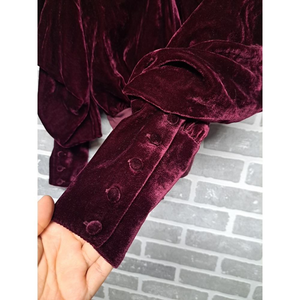 House Of Harlow 1960 Revolve Womens Velvet Burgandy V-Neck Bodysuit Size XXS - Picture 6 of 14